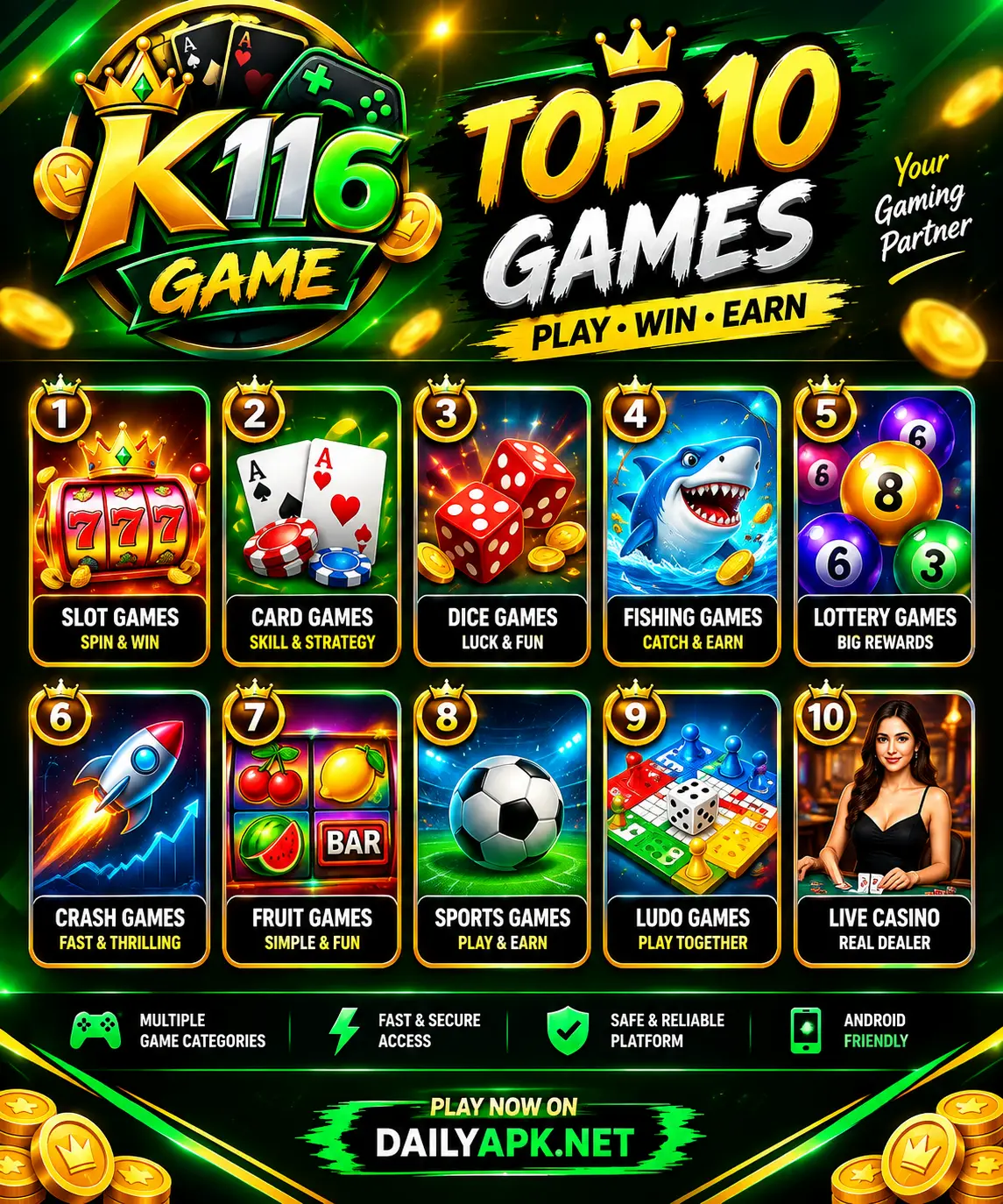 K116 Game Features